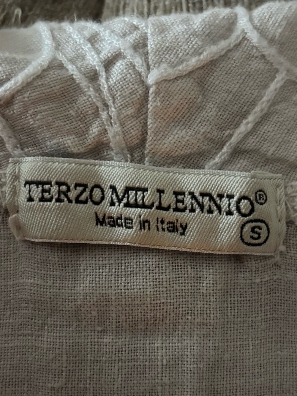 100% Italian linen sleeveless neutral cream shift dress Terzo 
Mellennio Sz Sm - Picture 2 of 9